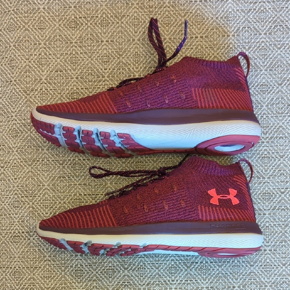 Under Armour Slingflex Rise Women's Merlot Rustic Red Knit Sneakers - Picture 3 of 8